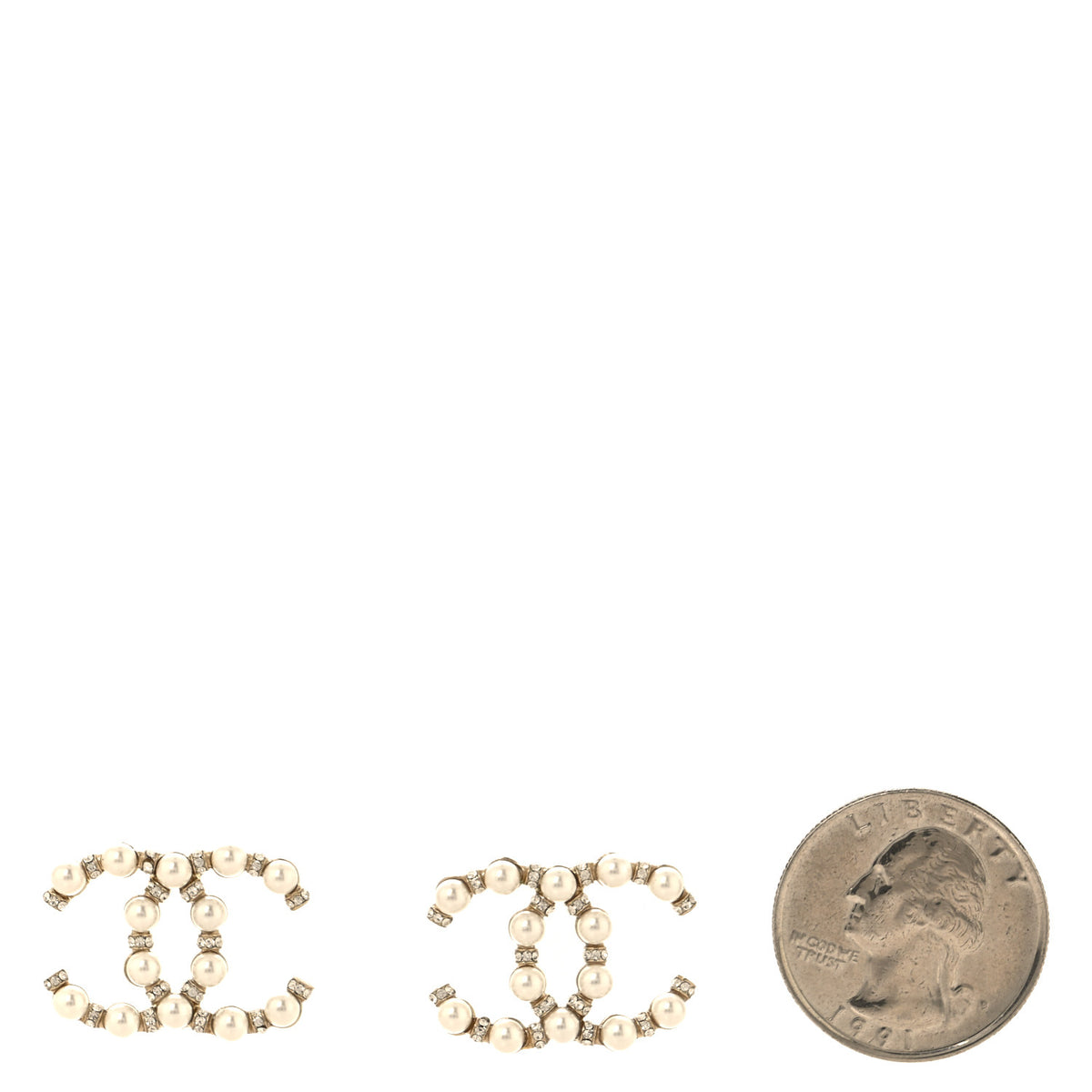 Pearl Crystal Nefertiti CC Earrings Gold