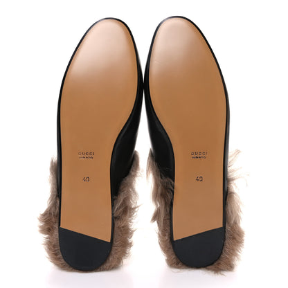 Gucci Calfskin Fur Womens Princetown Slippers 40 Black 7 of 10