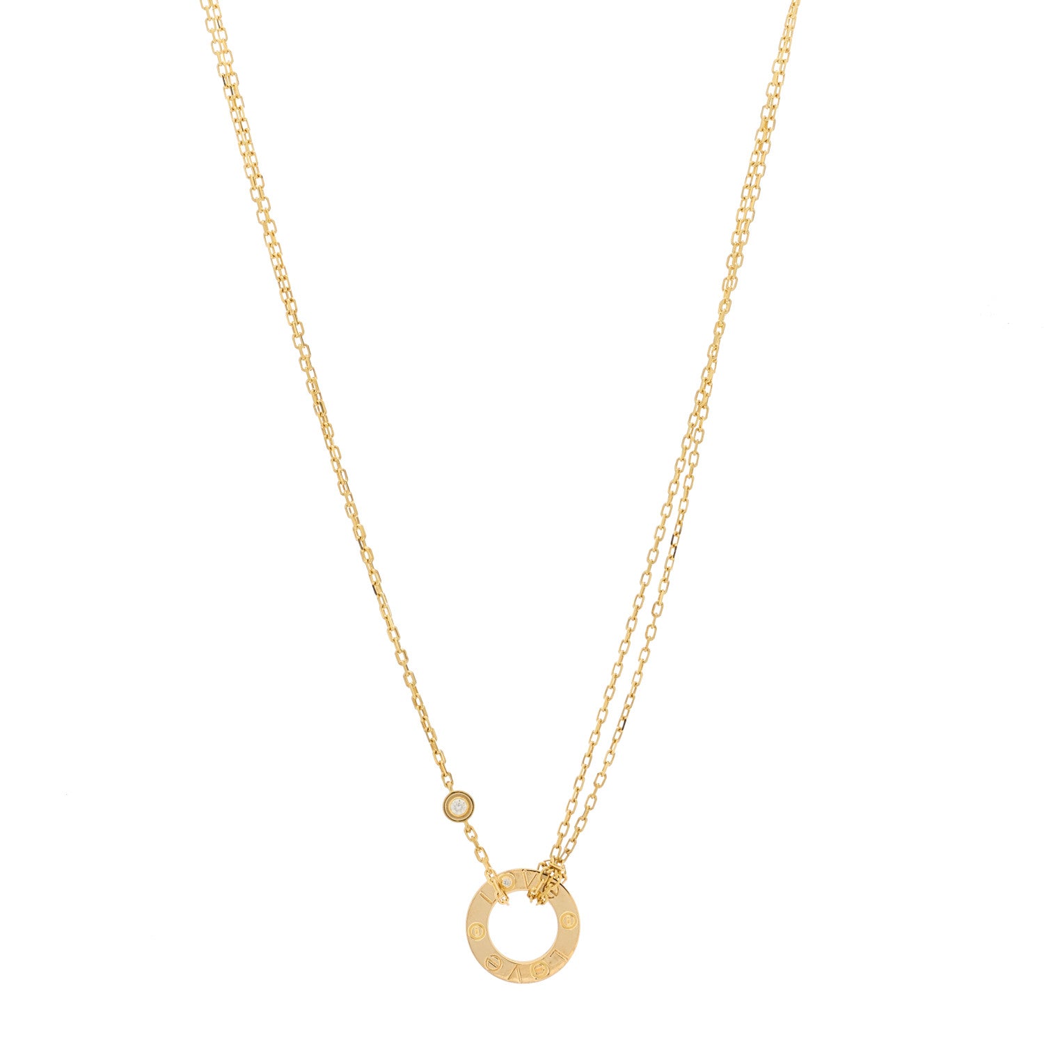 Cartier 18K Yellow Gold 2 Diamond LOVE Necklace 1 of 5