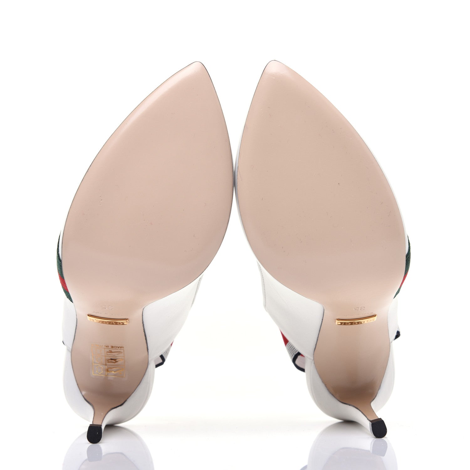 Gucci Malaga Kid Web Sylvie High Heel Slingback Pumps 35 White 5 of 11