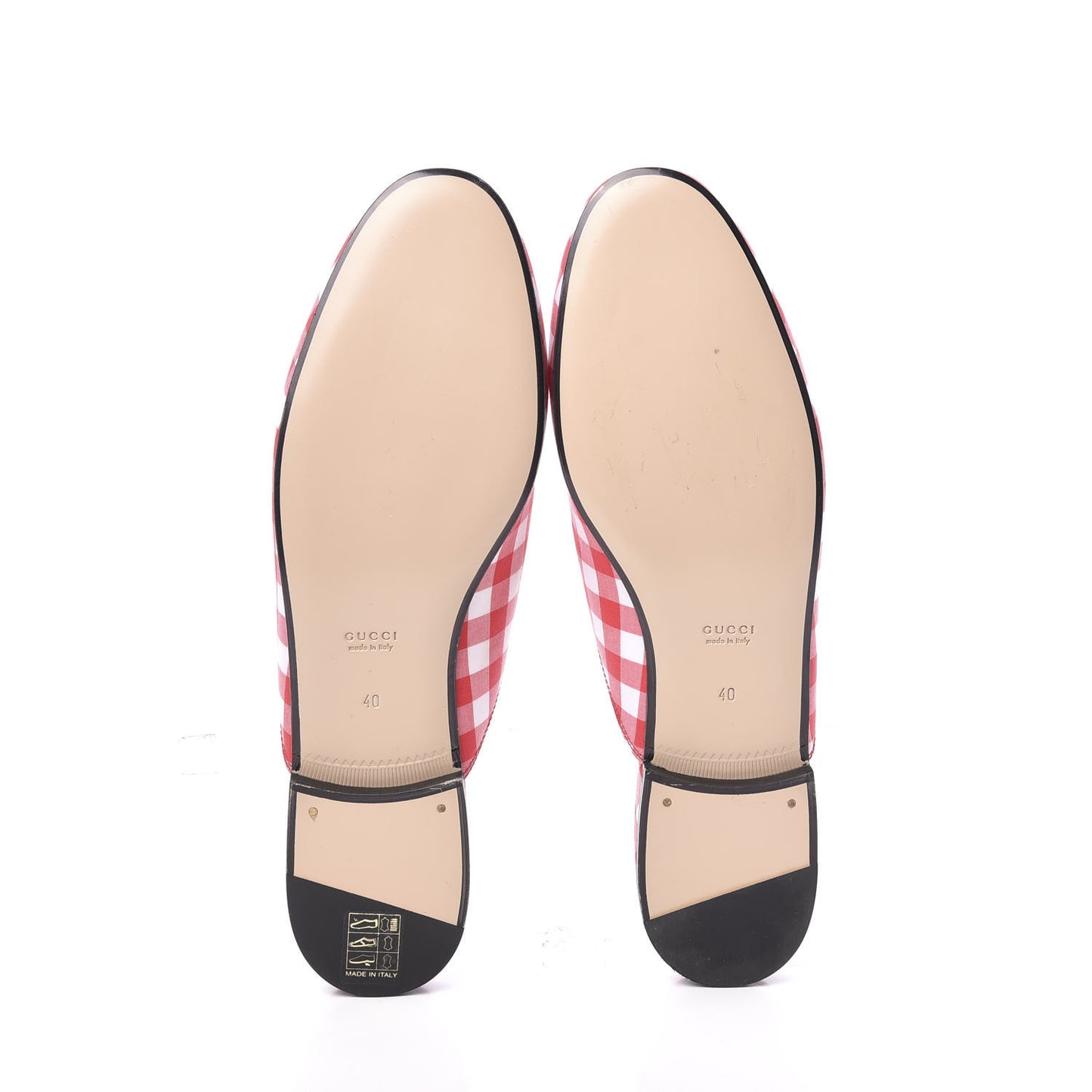 Cotton Gingham Womens Princetown Slippers 40 White Red