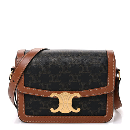 Celine Calfskin Triomphe Canvas Teen Triomphe Bag Tan 1 of 11
