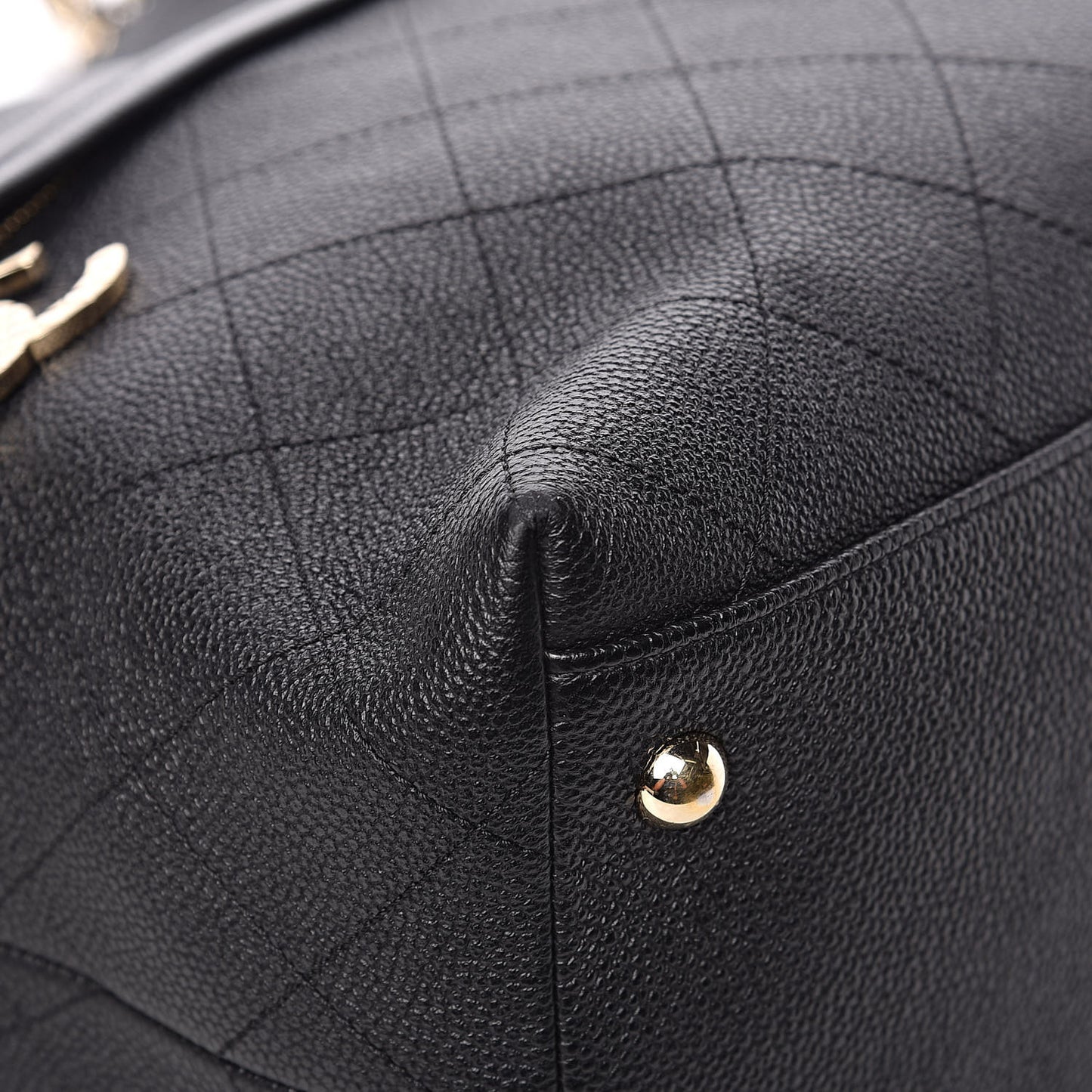 Crumpled Grained Calfskin Zip and Carry Shopping Tote Black