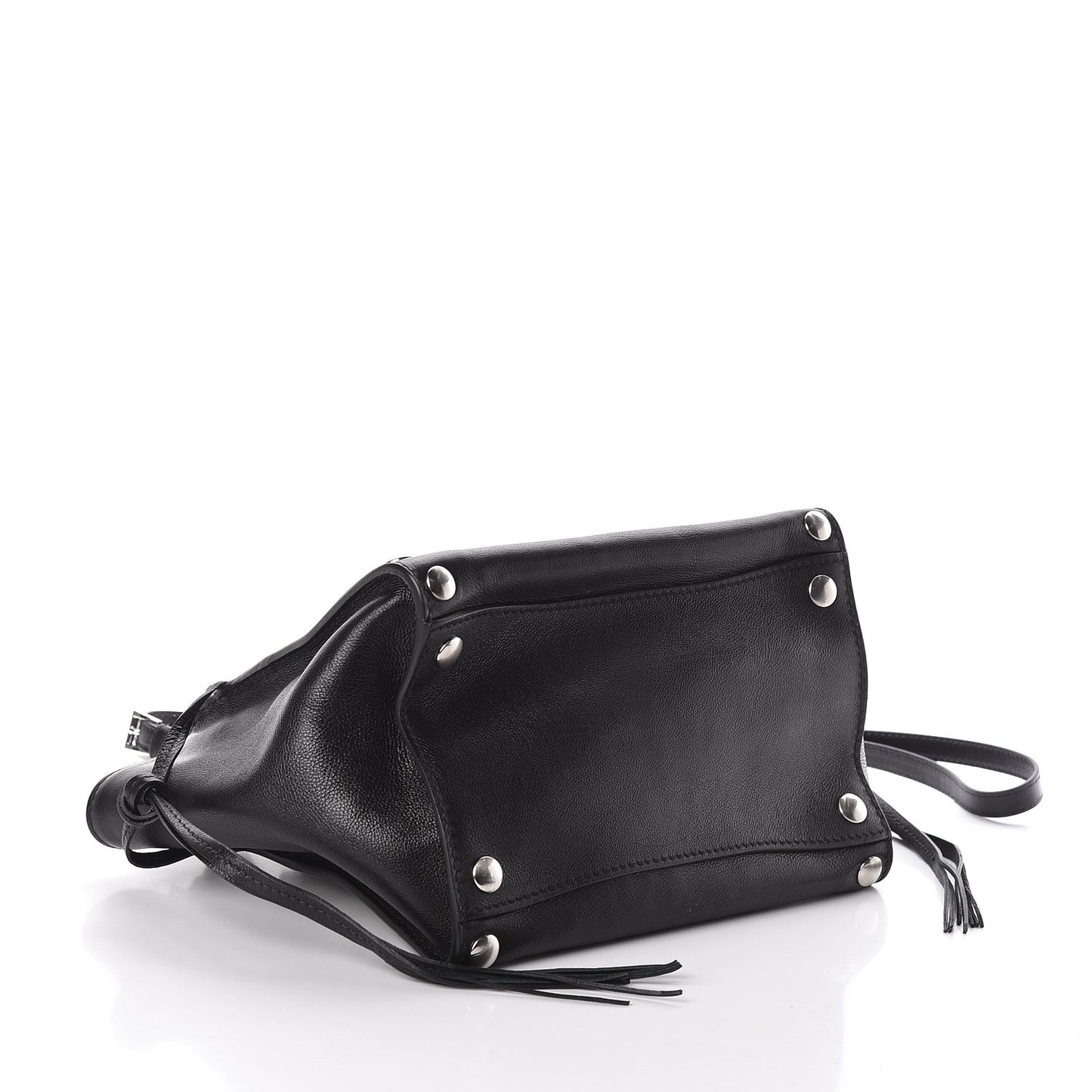 Glace Calf Studded Twin Pocket Tote Black