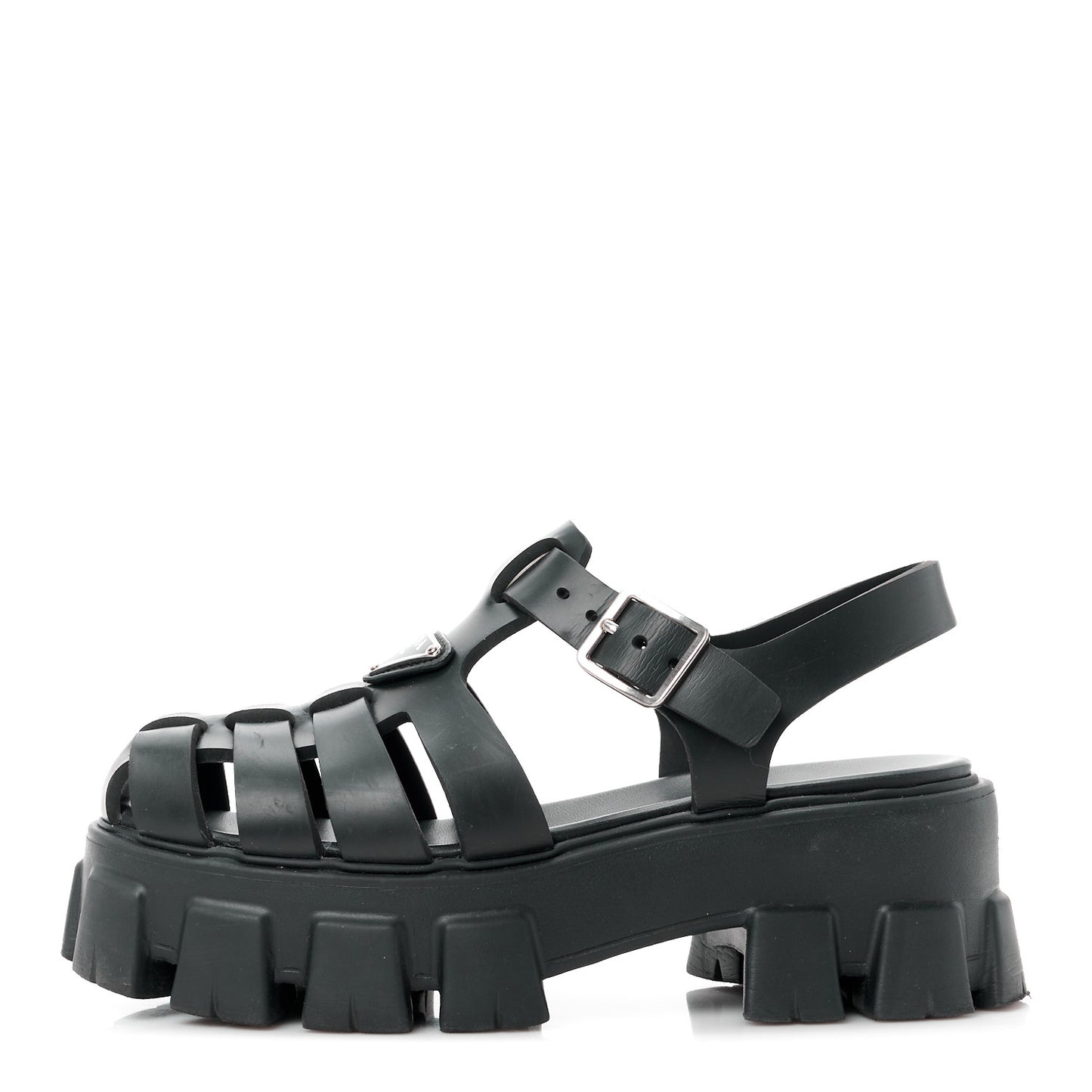 Foam Rubber Triangle Logo Monolith 55mm Cage Sandals 36 Black