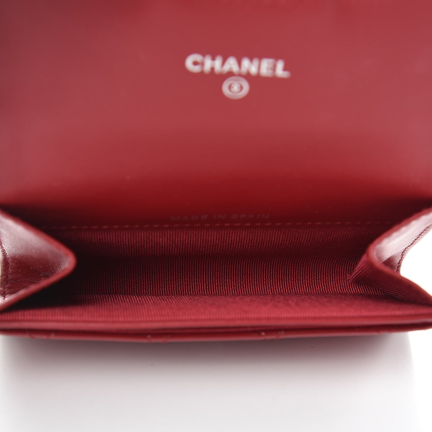 Patent Quilted Card Holder Red