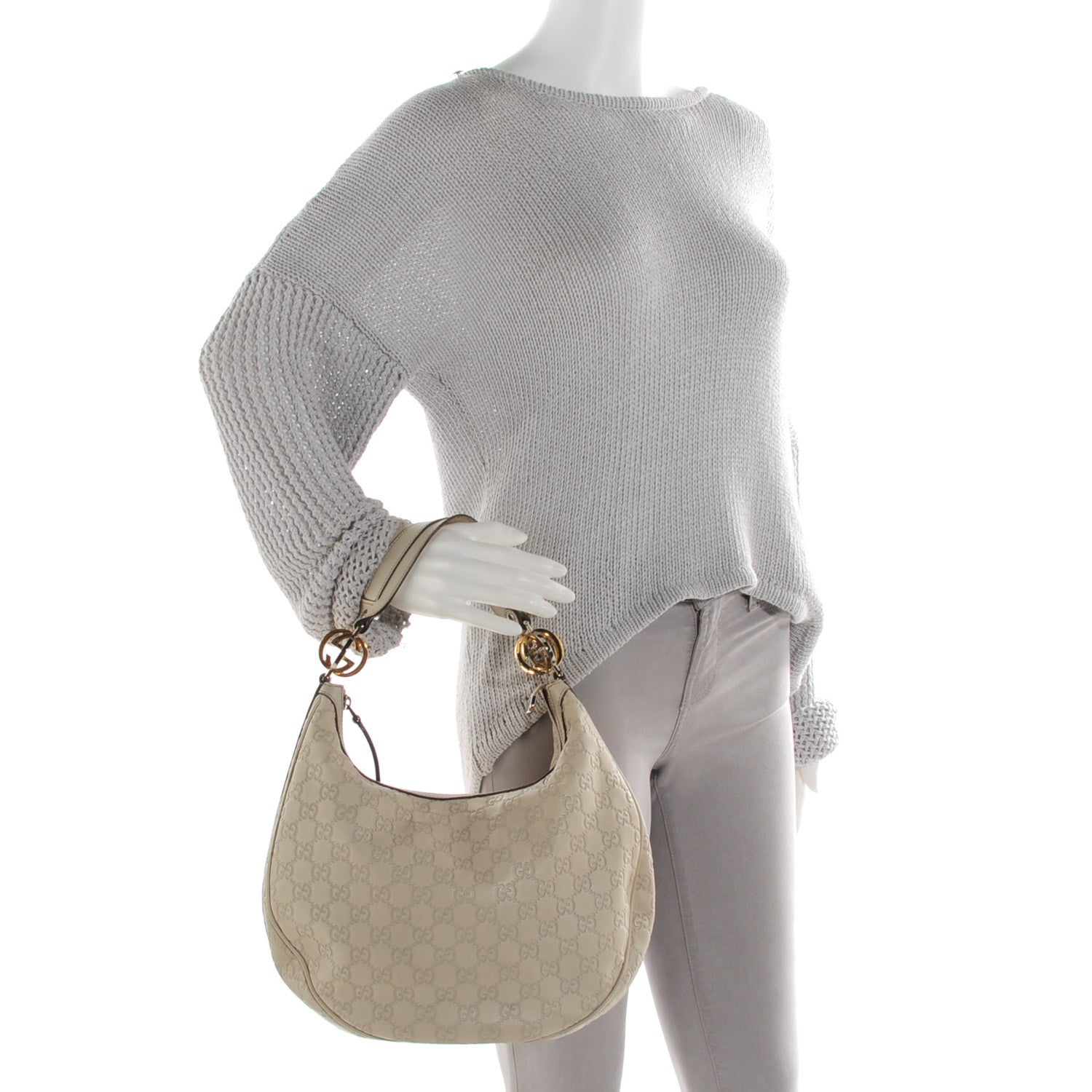 Gucci Guccissima Medium GG Twins Hobo Off White 2 of 7
