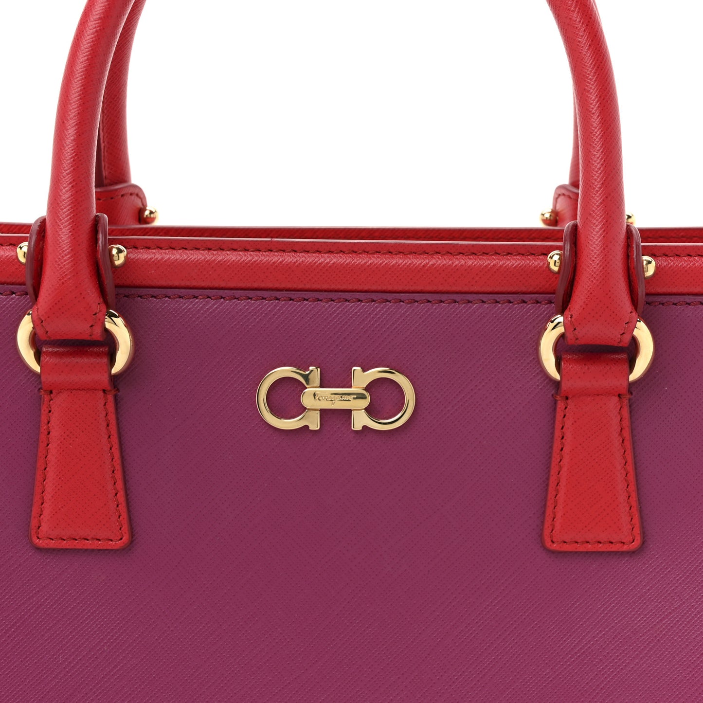 Printed Calfskin Gancini Tote Red Purple
