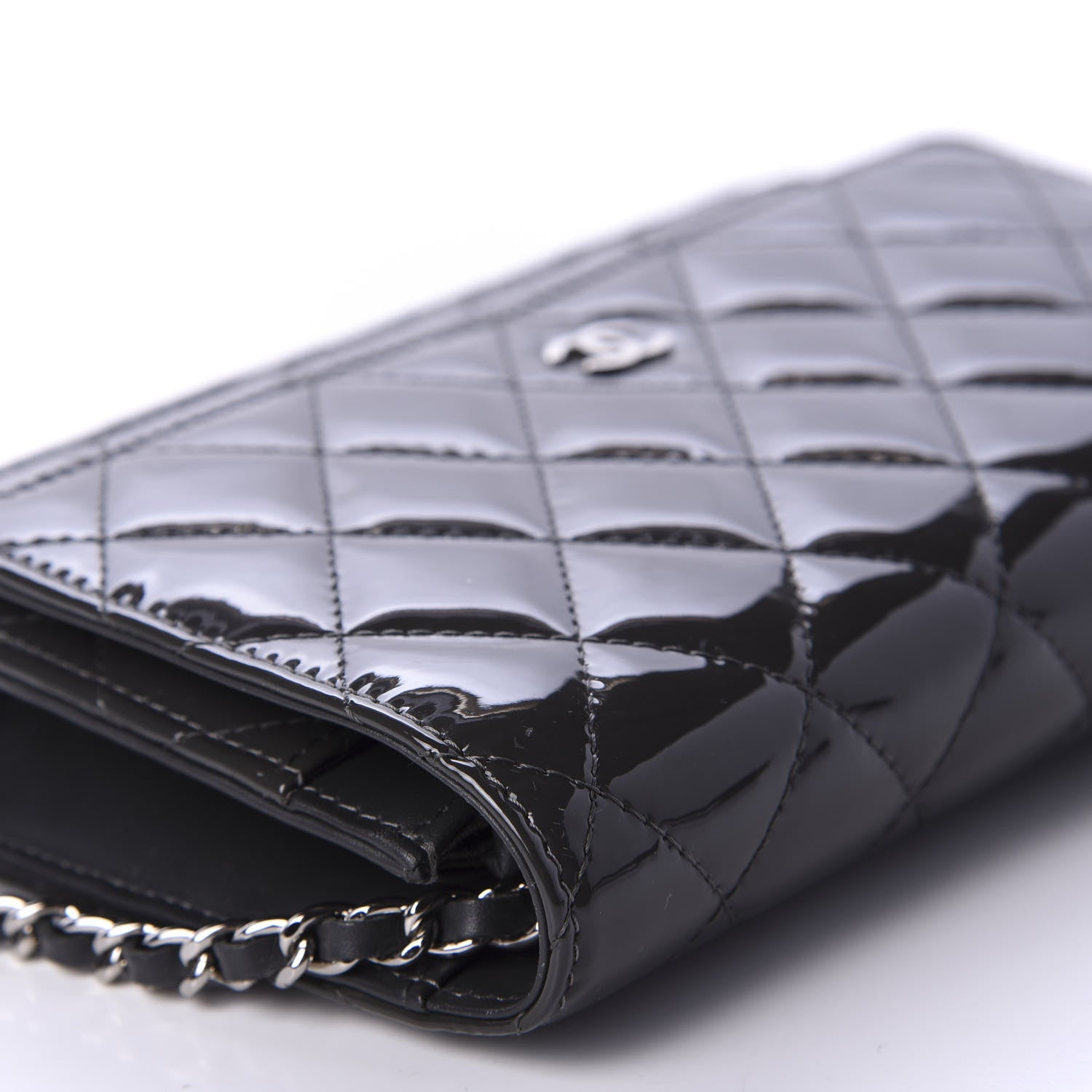 Chanel Patent Quilted Wallet On Chain WOC Black 8 of 16