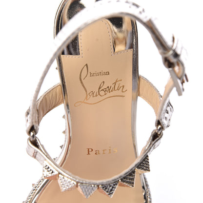 Christian Louboutin Calfskin Cubiste Pyraclou 110 Wedge Sandals 36 Platine 3 of 9