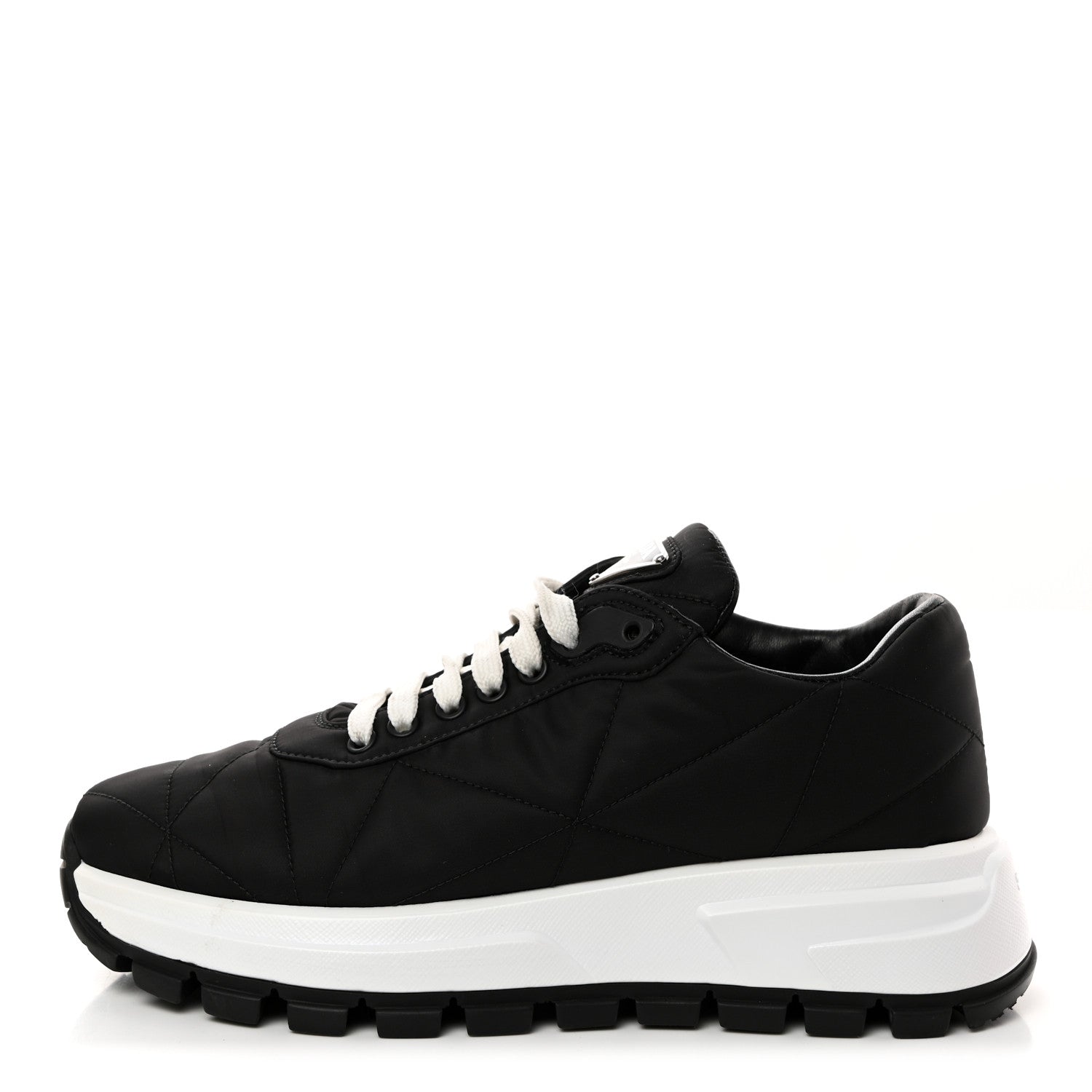 Prada Re-Nylon Piuma Metal Triangle Logo Quilted 45mm Sneakers 37 Black 1 of 9