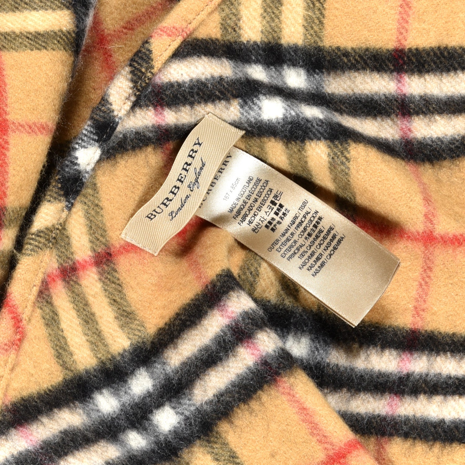 Burberry Cashmere Giant Heritage Check Fringe Scarf Camel 3 of 3