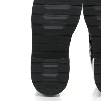 Chanel Shiny Calfskin Quilted Lace Up Combat Boots 37.5 Black 9 of 15