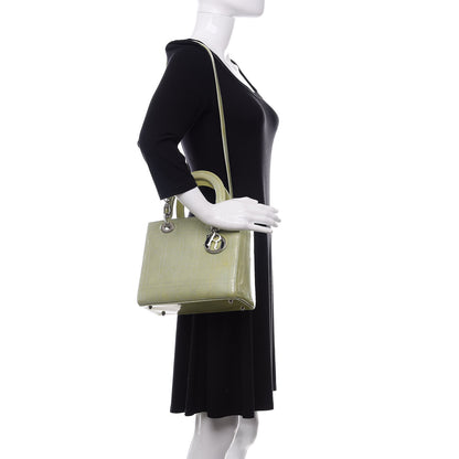 Christian Dior Patent Cannage Stitched Medium Lady Dior Green 2 of 12
