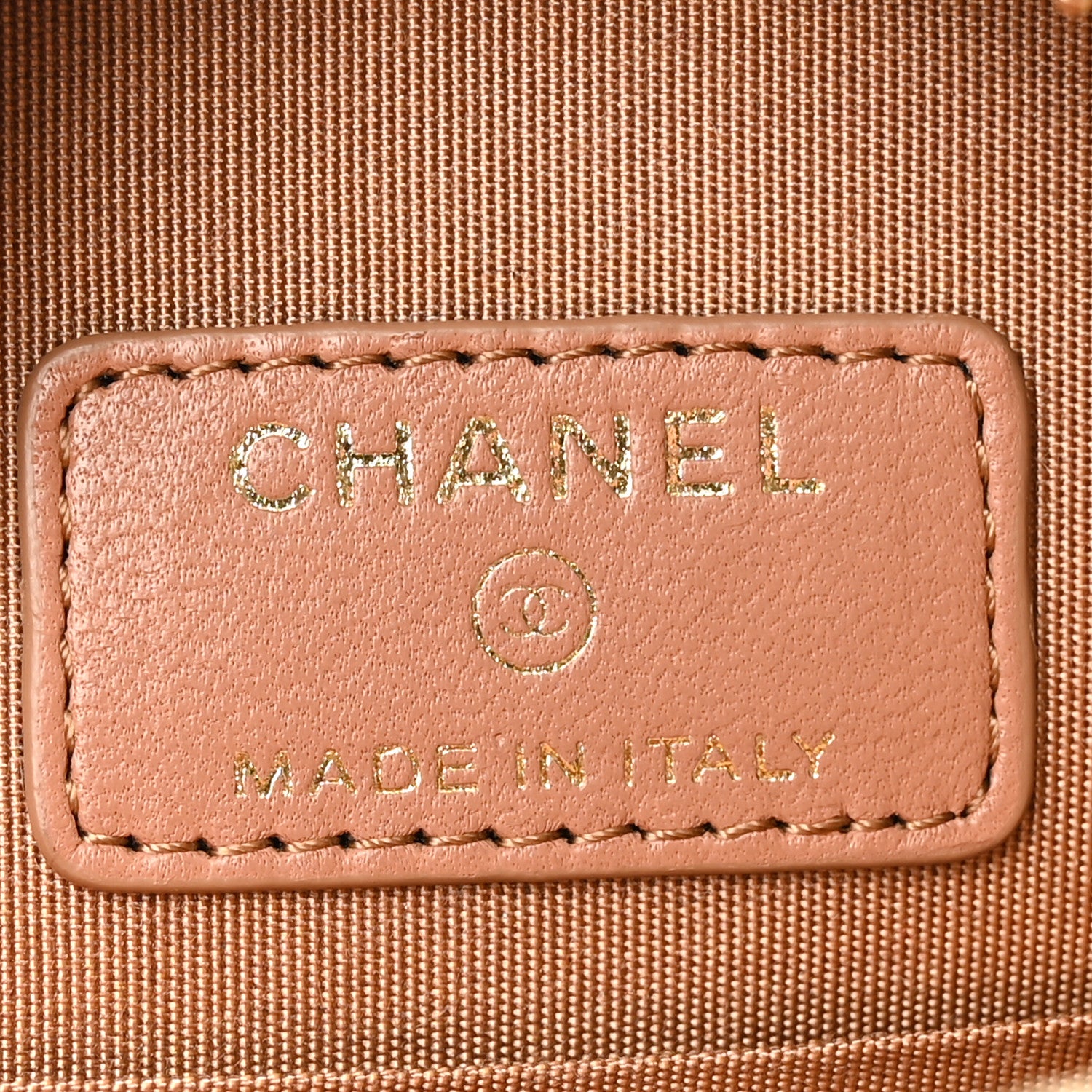 Chanel Shiny Lambskin Ribbon Quilted Round Clutch With Chain Brown 6 of 11
