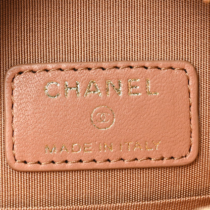 Chanel Shiny Lambskin Ribbon Quilted Round Clutch With Chain Brown 6 of 11