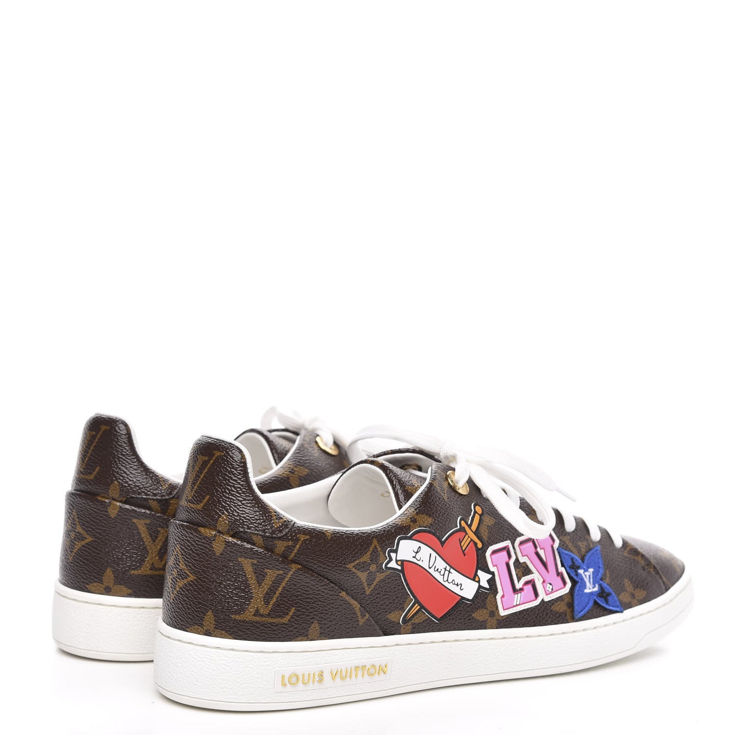 Calfskin Monogram LV Black Heart Sneakers 41 Cacao