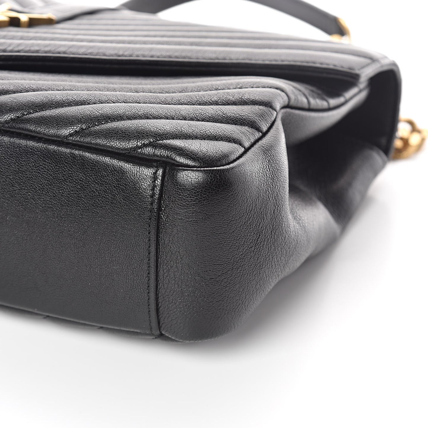 Sheepskin Matelasse Chevron Monogram Large College Satchel Black
