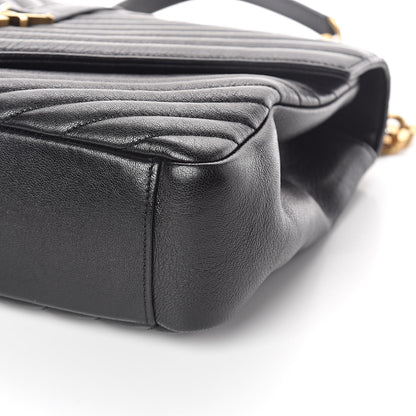 Saint Laurent Sheepskin Matelasse Chevron Monogram Large College Satchel Black 9 of 9