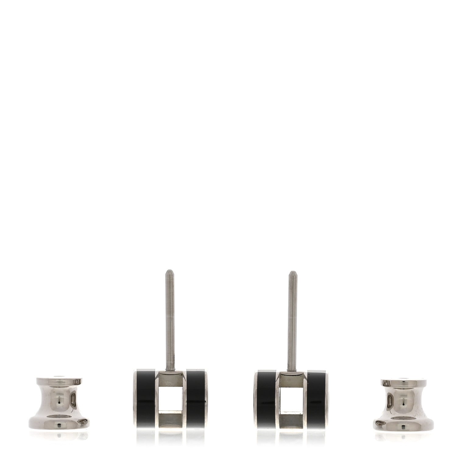Hermes Palladium Lacquered Mini Pop H Earrings Black 3 of 7