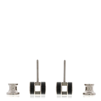Hermes Palladium Lacquered Mini Pop H Earrings Black 3 of 7