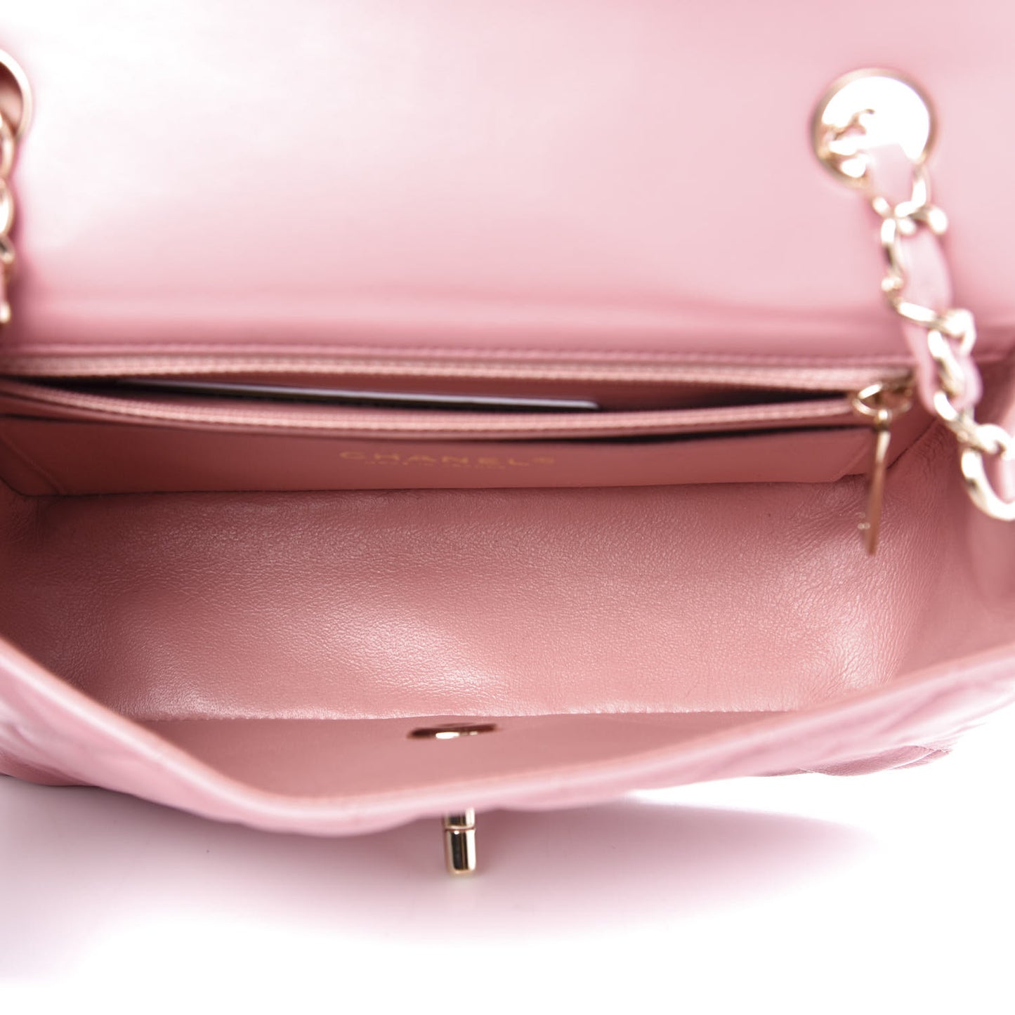Lambskin Quilted Mini Rectangular Flap Pink