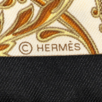 Hermes Silk Poste et Cavalerie Detail Scarf 45 Black White Mordore 4 of 5