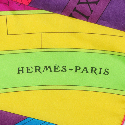 Hermes Summer Twill Silk Astrologie Nouvelle Scarf 140 Vert Fluo Rose Indien Cobalt 4 of 6