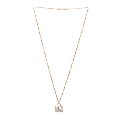 Hermes 18K Rose Gold Diamond Kelly Amulettes Pendant Necklace 3 of 4