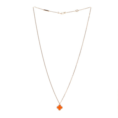 Van Cleef & Arpels 18K Rose Gold Carnelian Sweet Alhambra Pendant Necklace 3 of 6