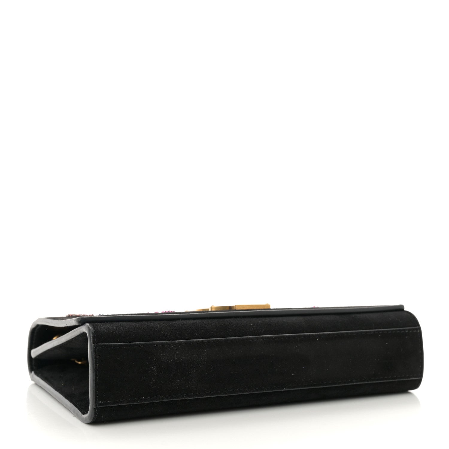 Saint Laurent Suede Embroidered Small Monogram Kate Satchel Black 4 of 12