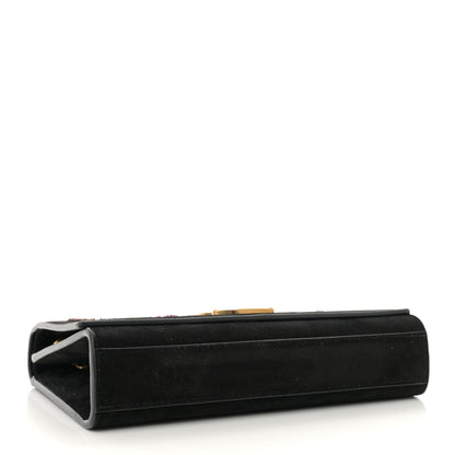 Saint Laurent Suede Embroidered Small Monogram Kate Satchel Black 4 of 12