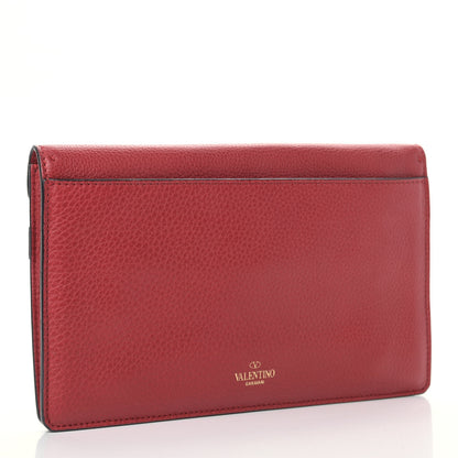 Valentino Garavani Pebbled Calfskin T.B.C. Braided Strap Clutch Red 3 of 8