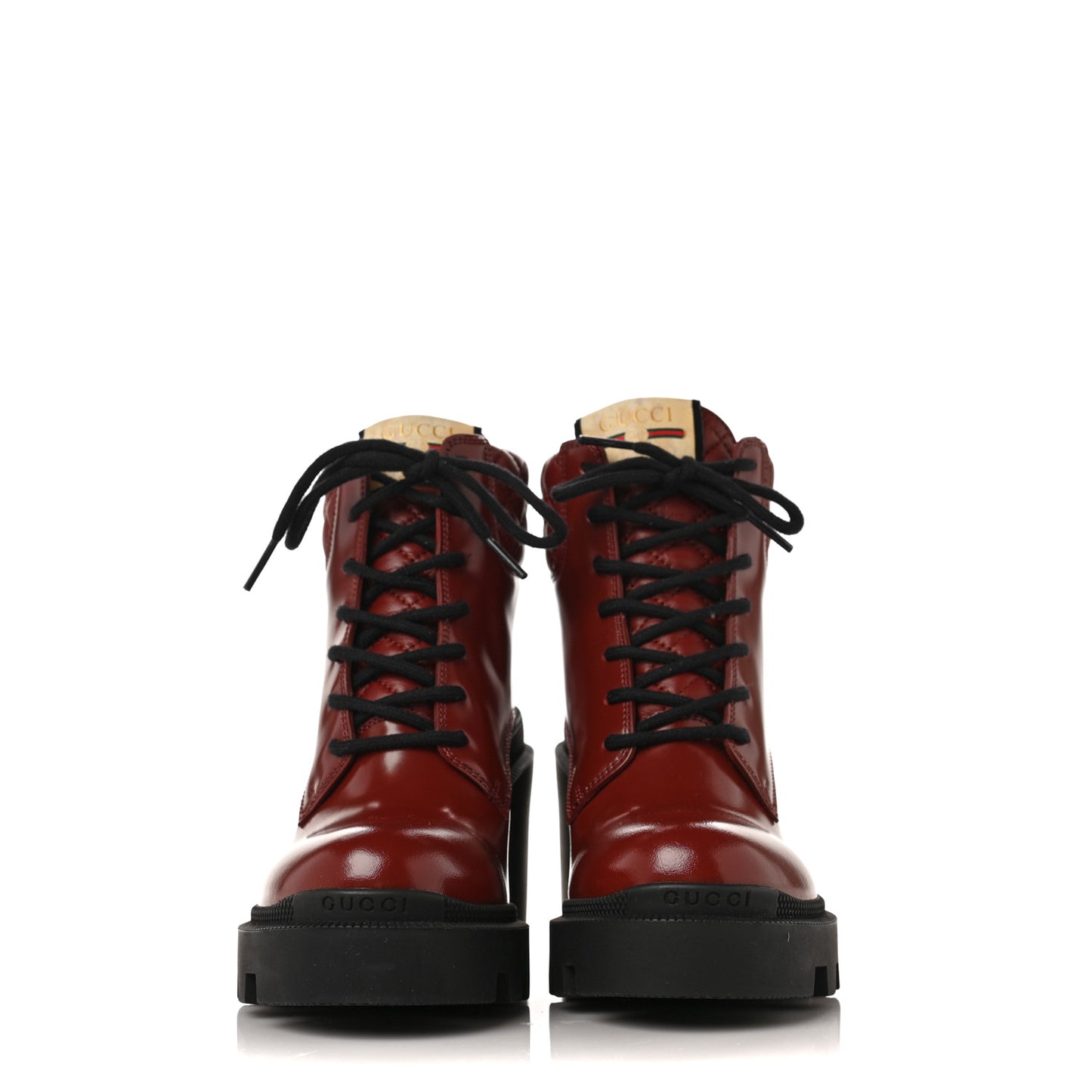 Magnum Calfskin Nappa Quilted Lace Up Ankle Boots 36 Garnet Red