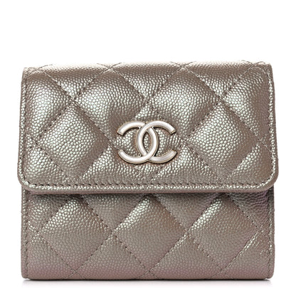 Chanel Iridescent Caviar Quilted Small Flap Wallet Beige 1 of 11