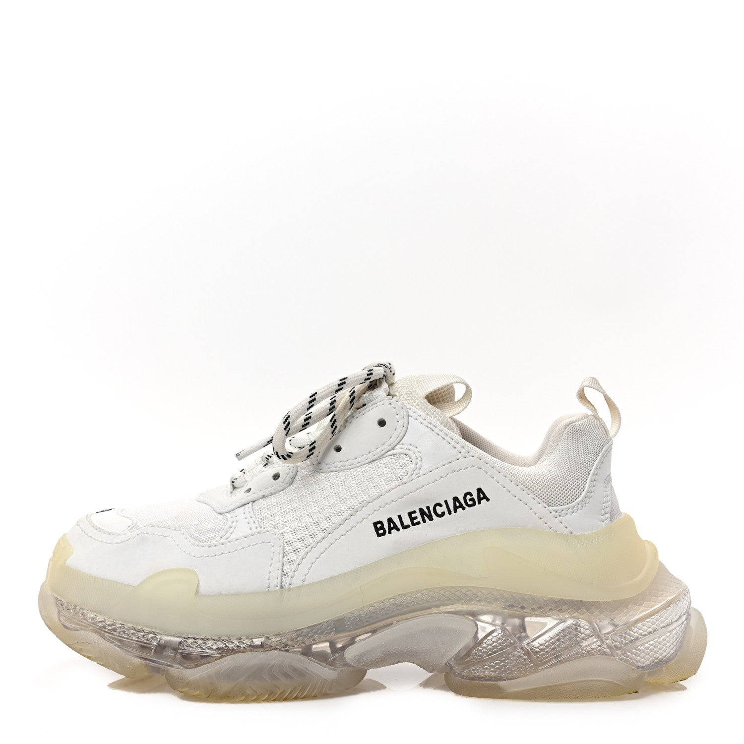 Balenciaga Fabric Mesh Clear Sole Womens Triple S Sneakers 38 White 1 of 6