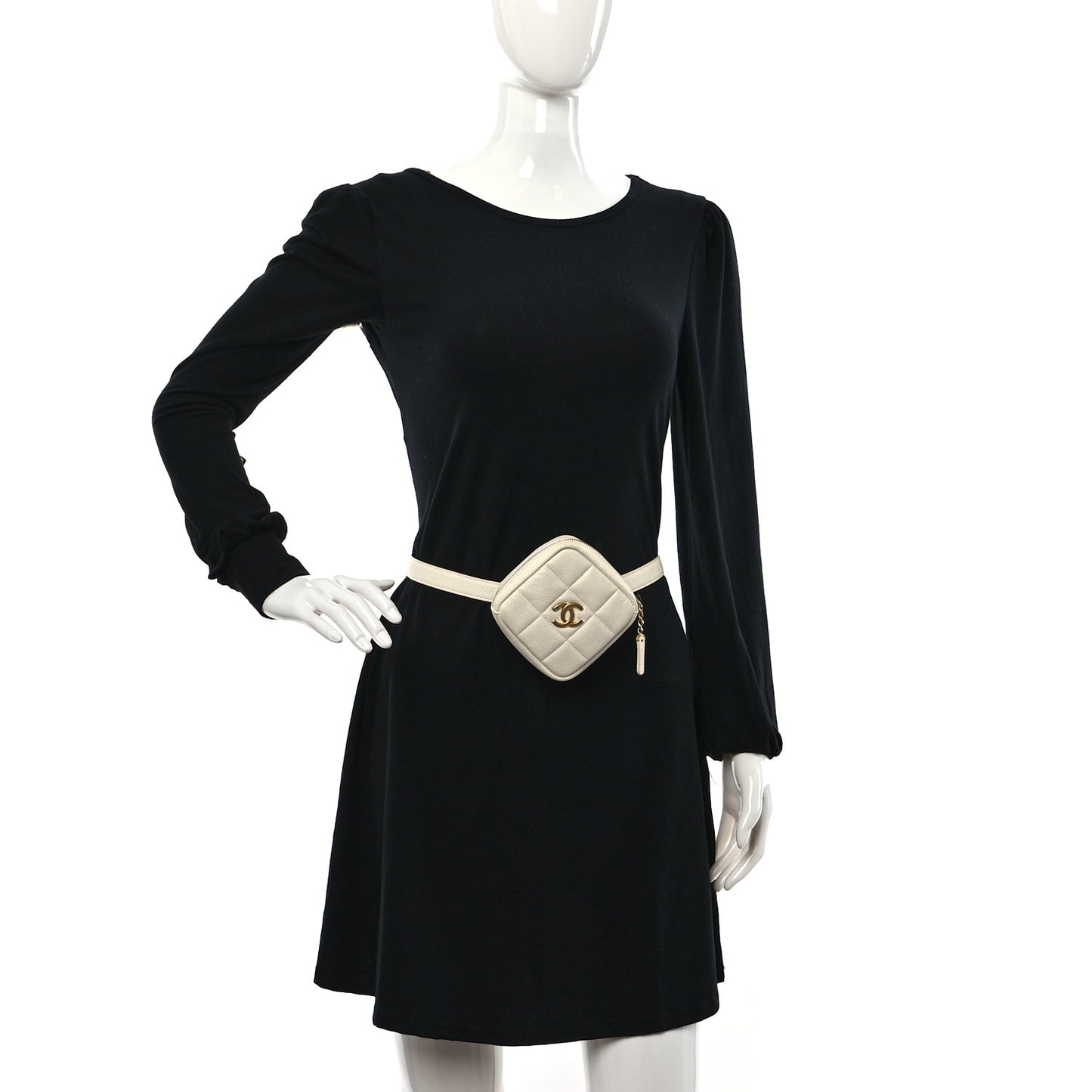 Caviar Quilted Diamond Belt Bag White