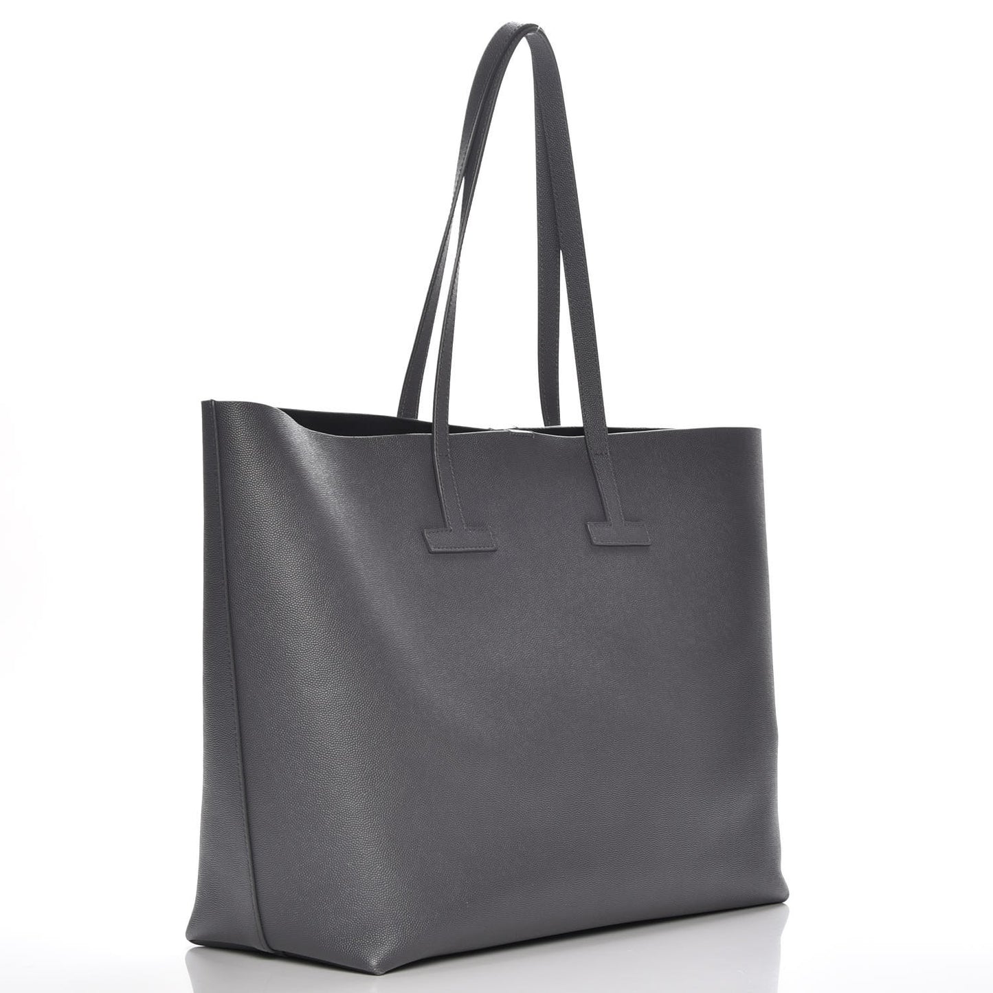 Grained Calfskin Large T Tote Light Grey