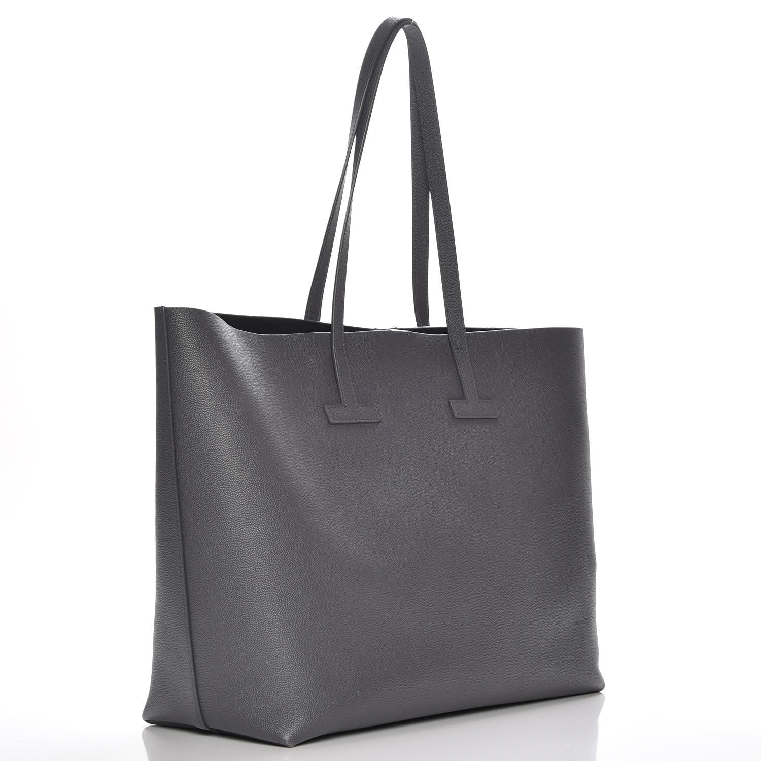 Tom Ford Grained Calfskin Large T Tote Light Grey 3 of 7