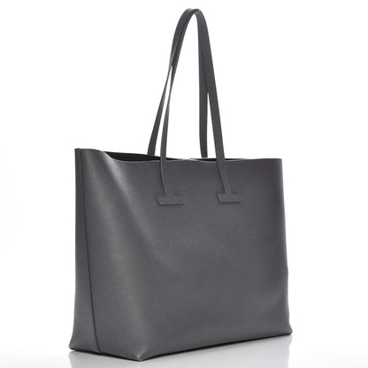 Tom Ford Grained Calfskin Large T Tote Light Grey 3 of 7