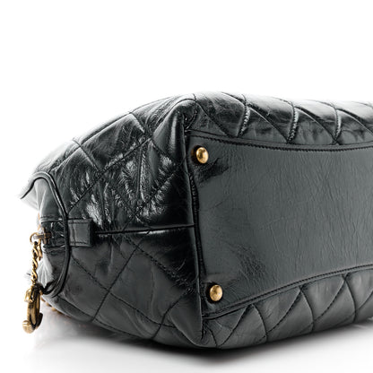 Chanel Glazed Calfskin Castle Rock Bowling Bag Black 10 of 12