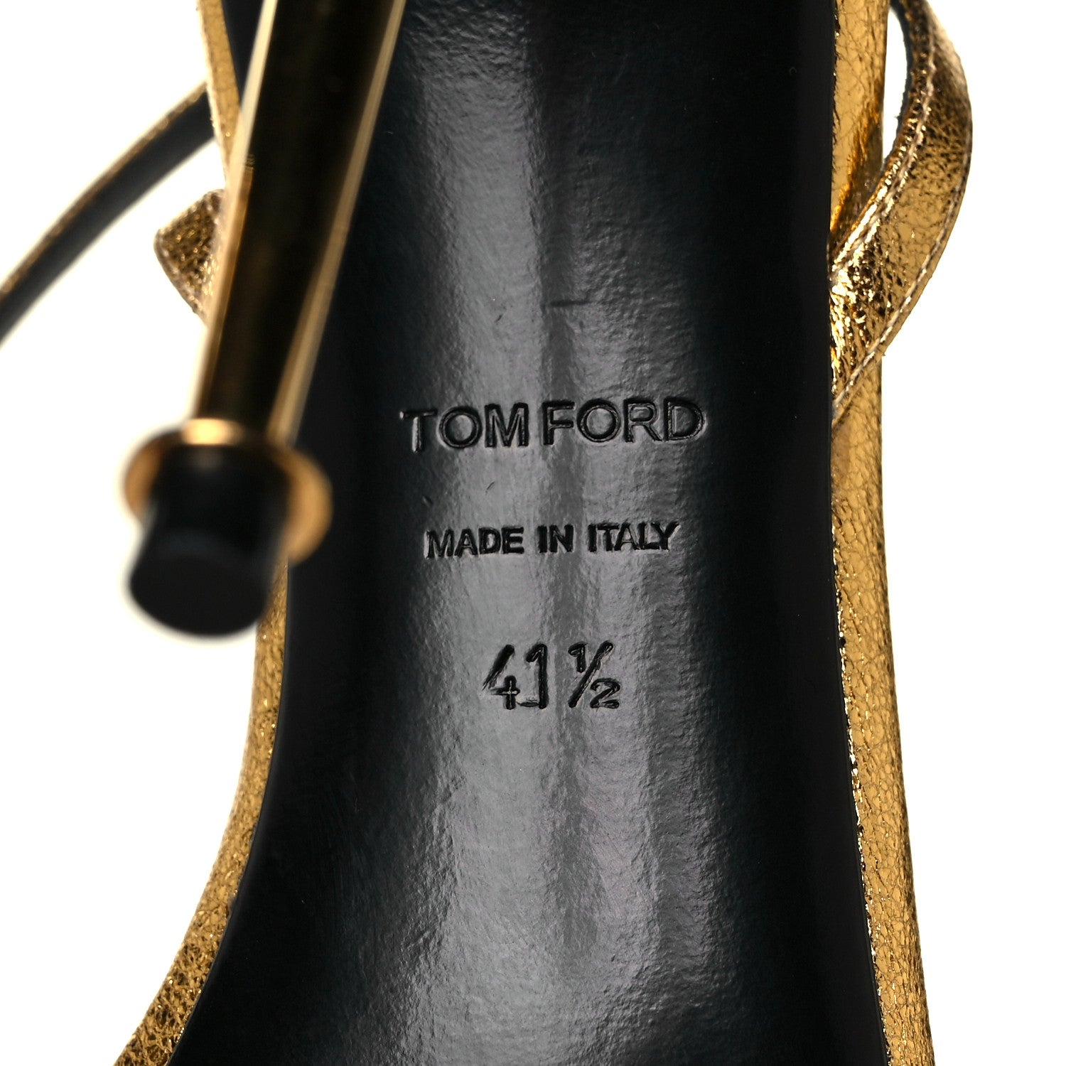 Tom Ford Metallic Nappa Padlock Stiletto 105mm Sandals 41.5 Gold 6 of 11