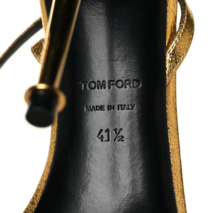 Tom Ford Metallic Nappa Padlock Stiletto 105mm Sandals 41.5 Gold 6 of 11