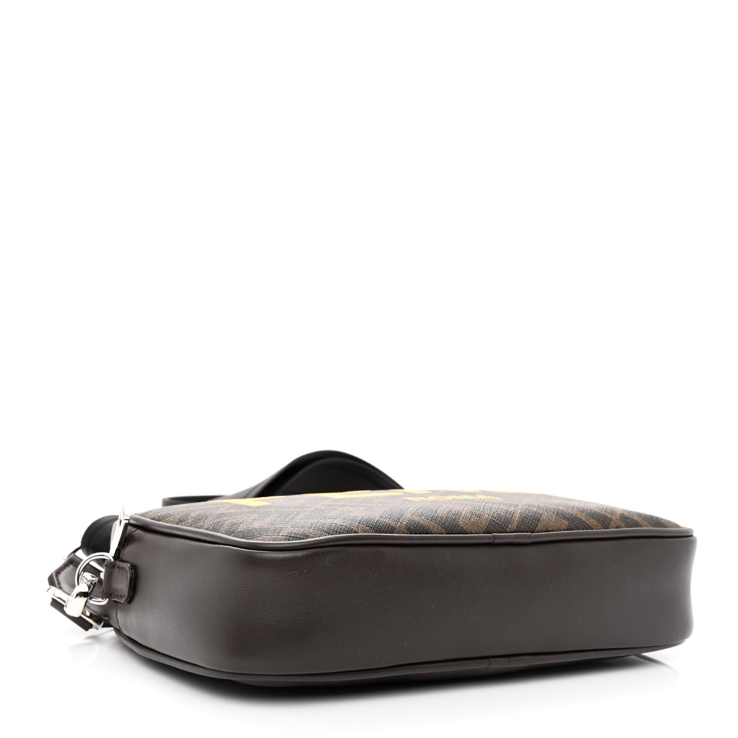 Fendi Shiny Glazed Fabric Vitello Cover FF 1974 Logo Medium Camera Case Tobacco Moro Giallo Ebano 4 of 11