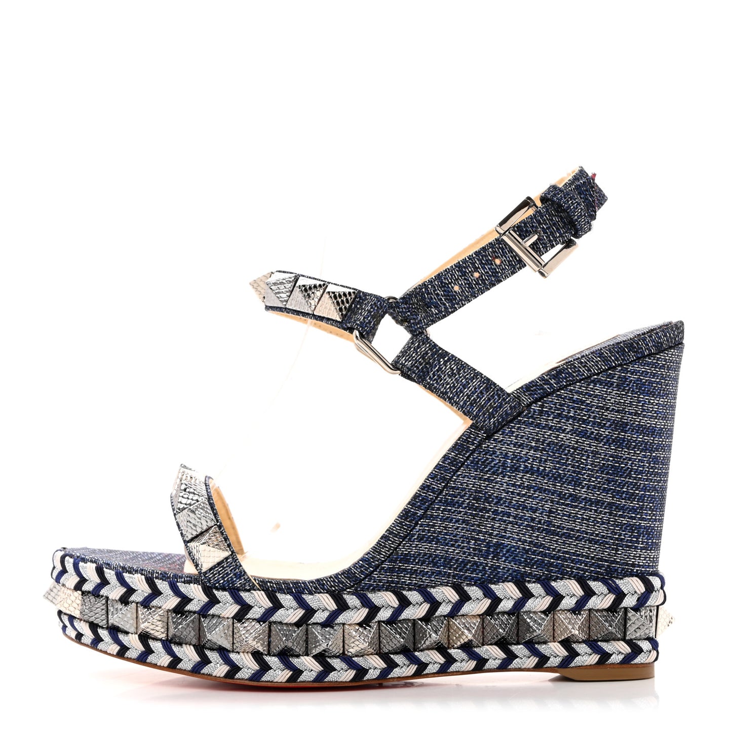 Lame Lux Pyraclou 110 Wedge Sandals 37 Denim
