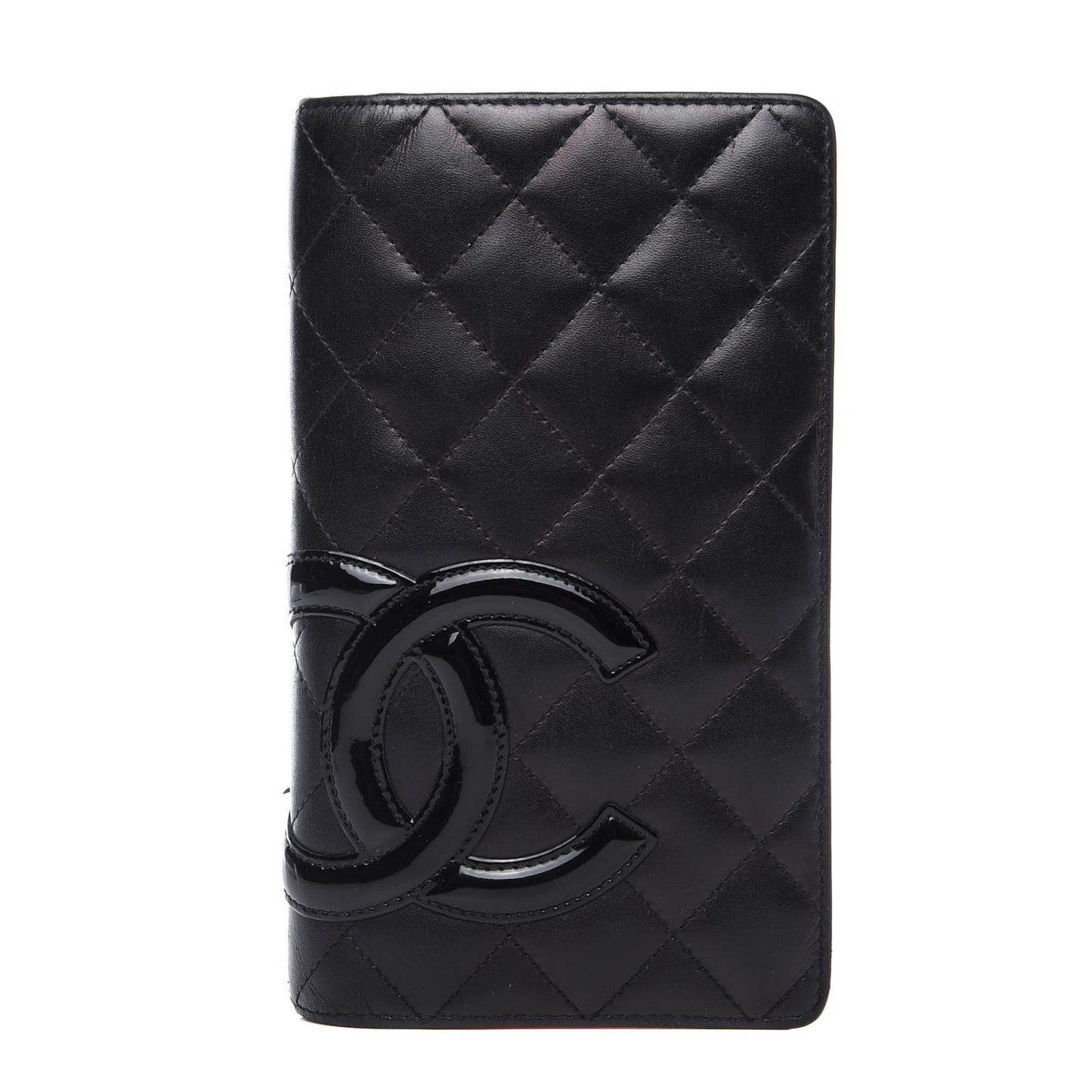 Calfskin Quilted Cambon Yen Wallet Black
