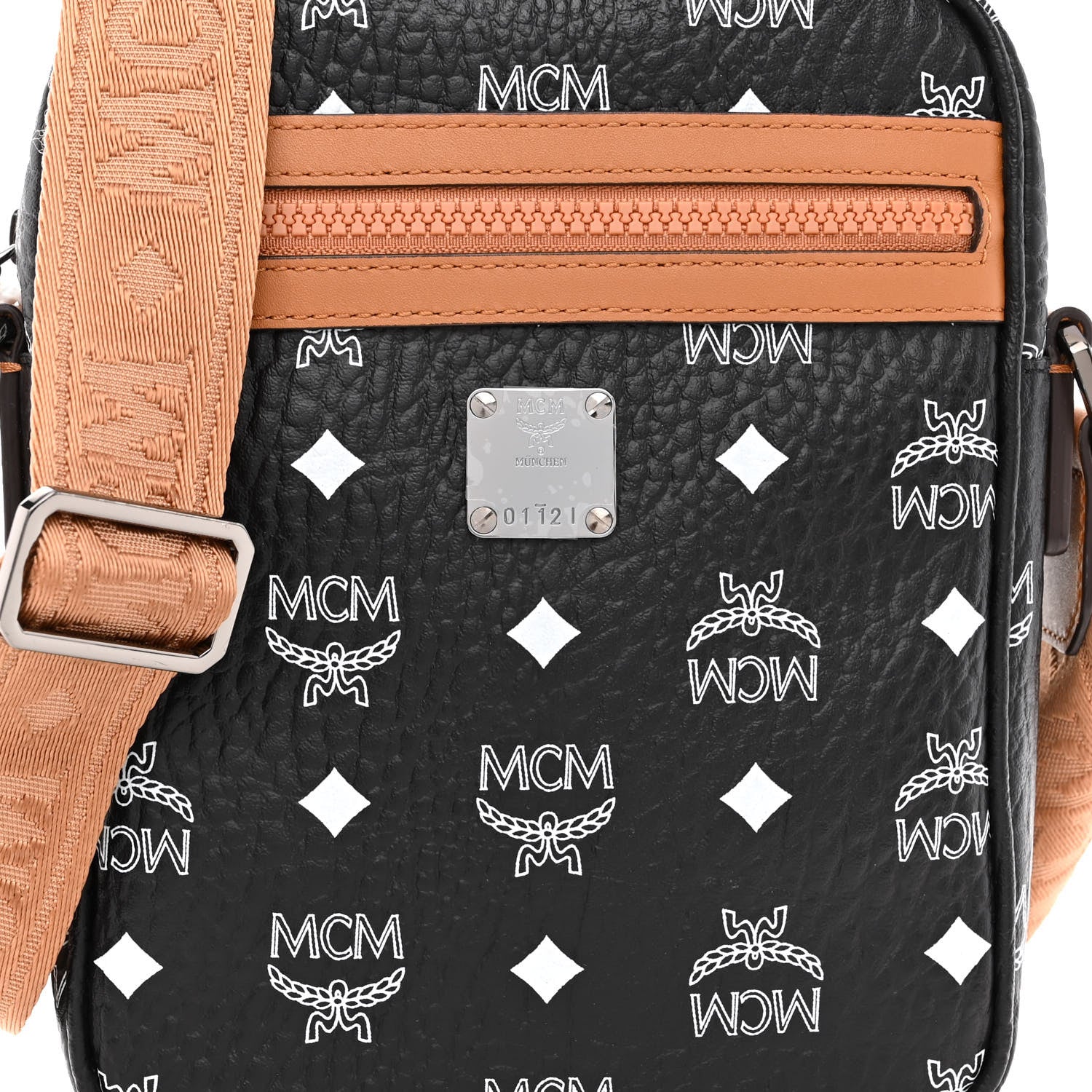 MCM Visetos Camera Crossbody Bag Black Cognac 7 of 9