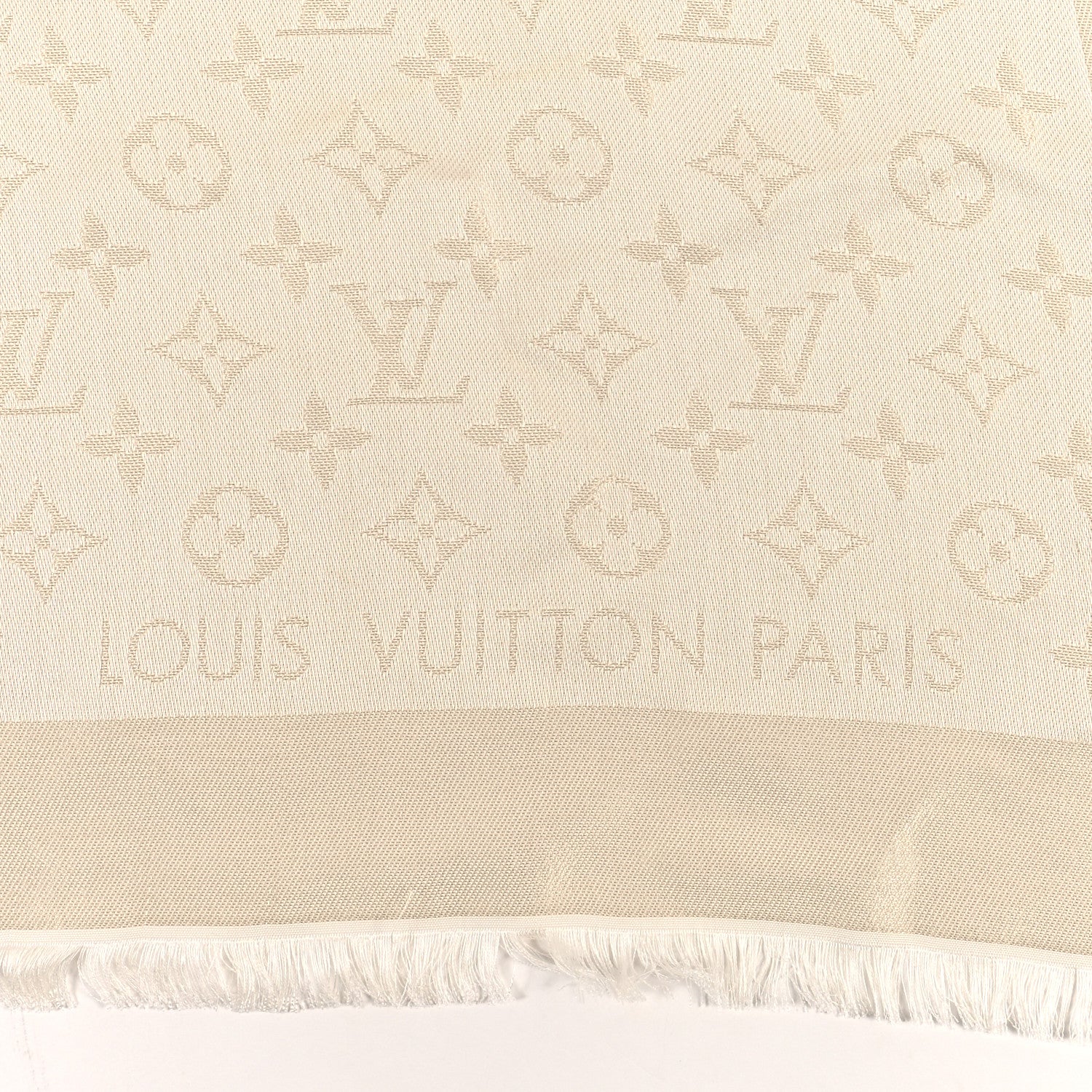 Louis Vuitton Silk Wool Monogram Shine Shawl White 3 of 4