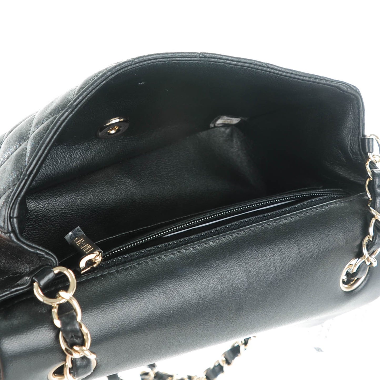 Lambskin Quilted Mini Rectangular Flap Black