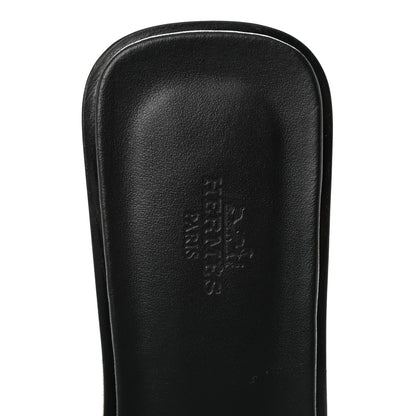 Hermes Box Calfskin Oran Sandals 39.5 Black 7 of 9